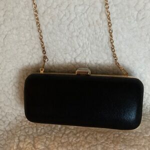Elegant Black Clutch with Gold Chain